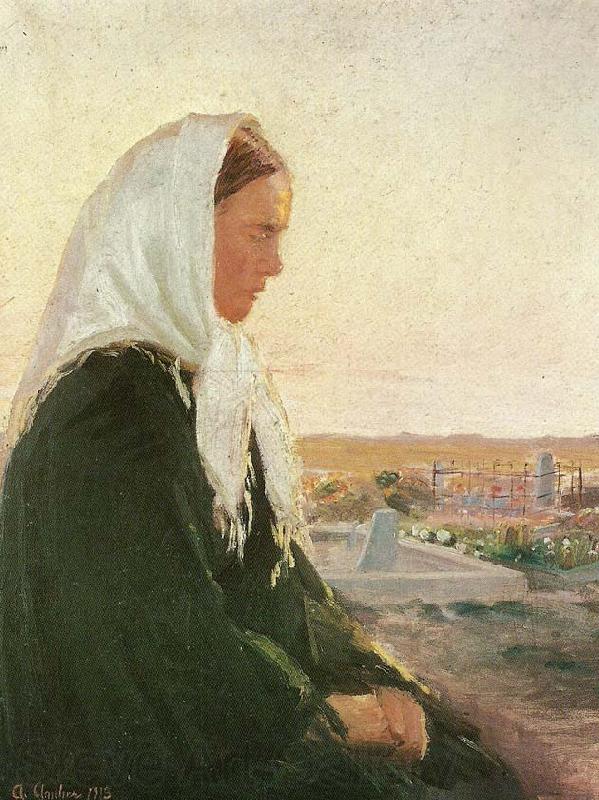 Anna Ancher ung kvinde pa kirkegarden i skagarden France oil painting art
